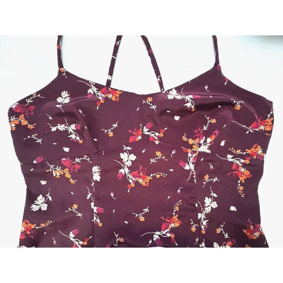 VTG Y2K Express Babydoll Midi Dress Burgundy Floral Moody Romantic Dark Fairy M - Picture 9 of 11
